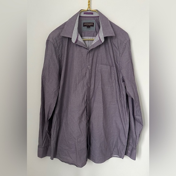 Johnston & Murphy Other - Johnston & Murphy Crisp Purple Geometric 100% Cotton Button Up Shirt Men’s Large